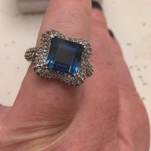 London Blue Topaz & White Sapphire 925 ring